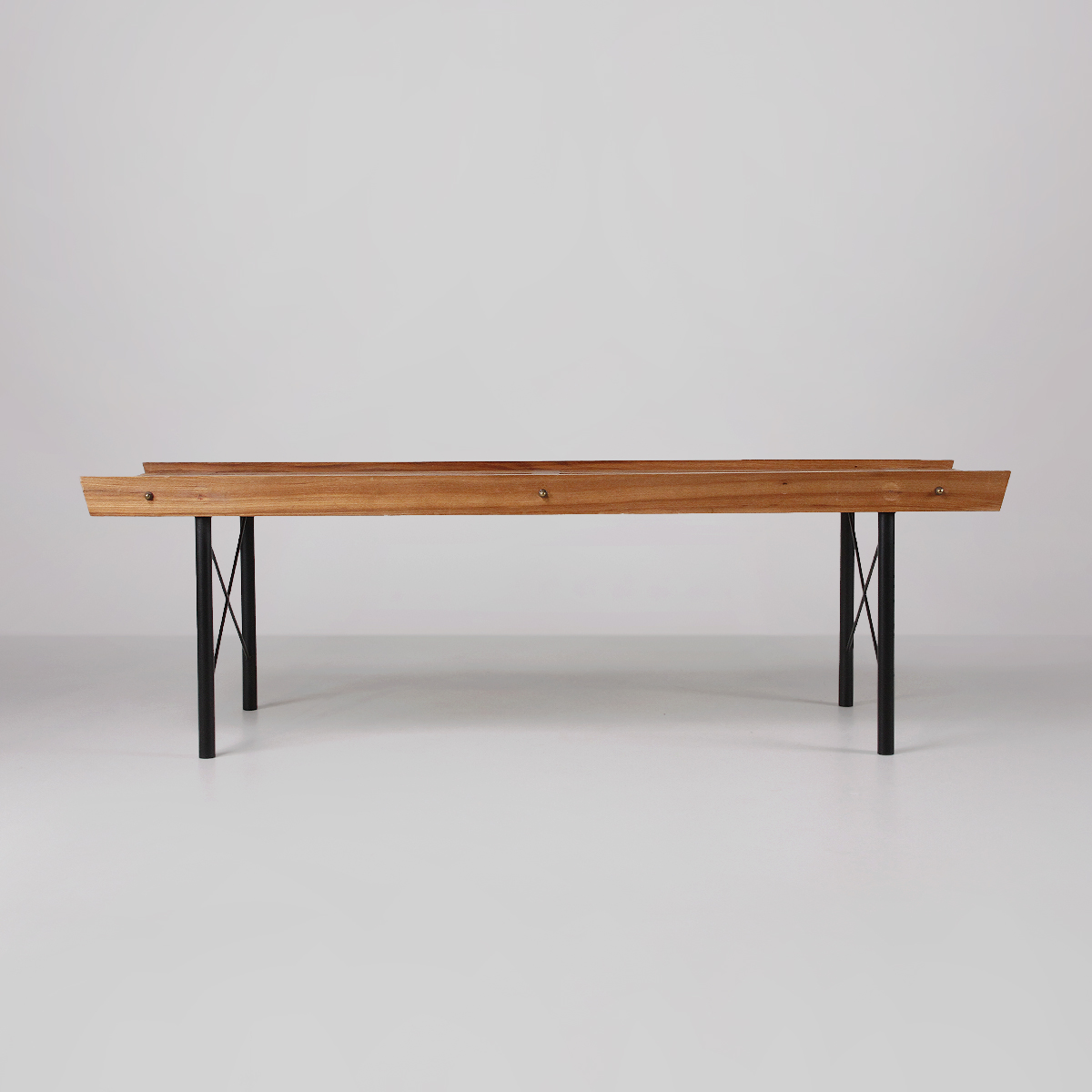 Panca in legno e ferro anni 60, bench, Italian design