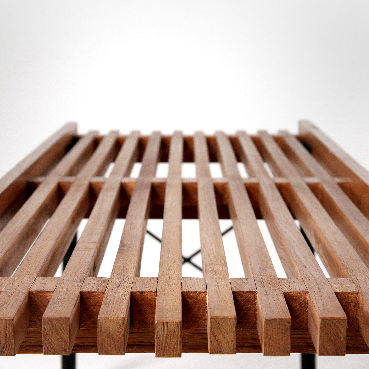 Panca in legno e ferro anni 60, bench, Italian design