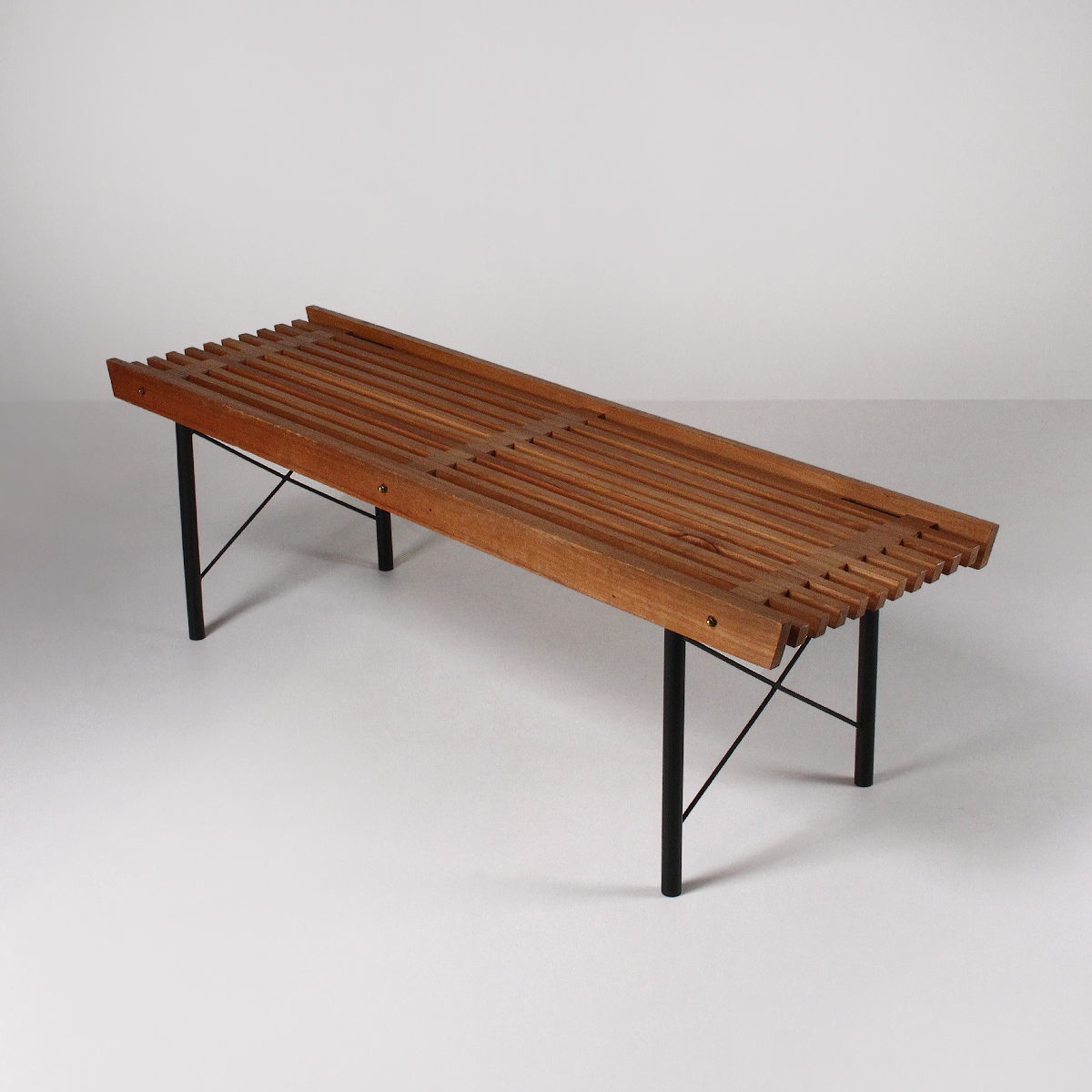 Panca in legno e ferro anni 60, bench, Italian design