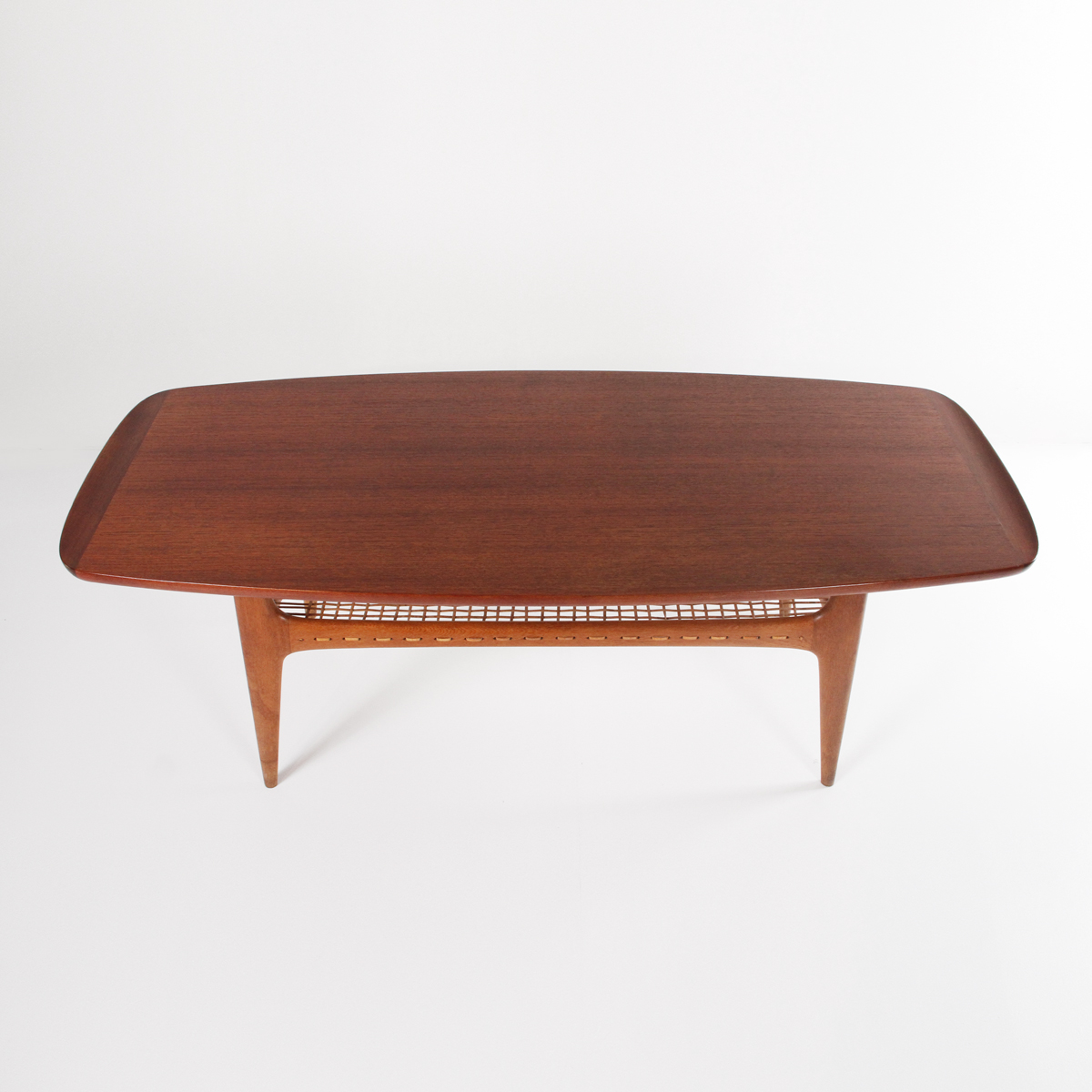 Tavolino da salotto '60 in teak e rattan, coffee table, danish design