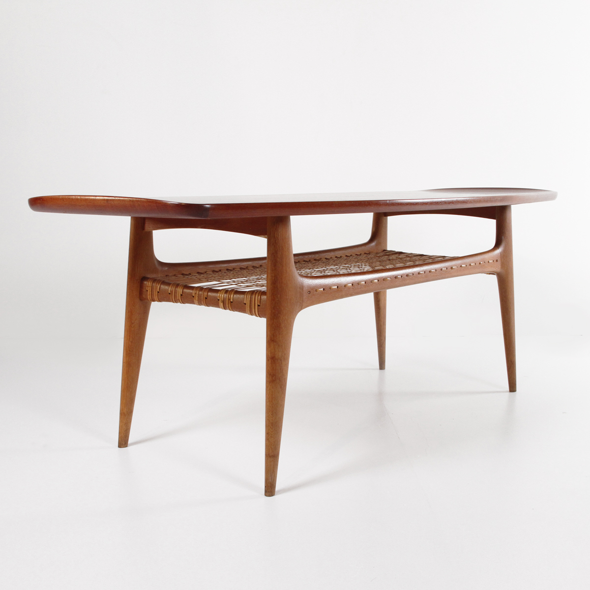 Tavolino da salotto '60 in teak e rattan, coffee table, danish design