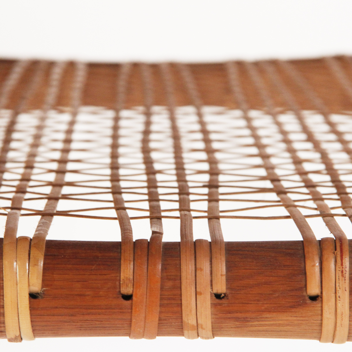 Tavolino da salotto '60 in teak e rattan, coffee table, danish design