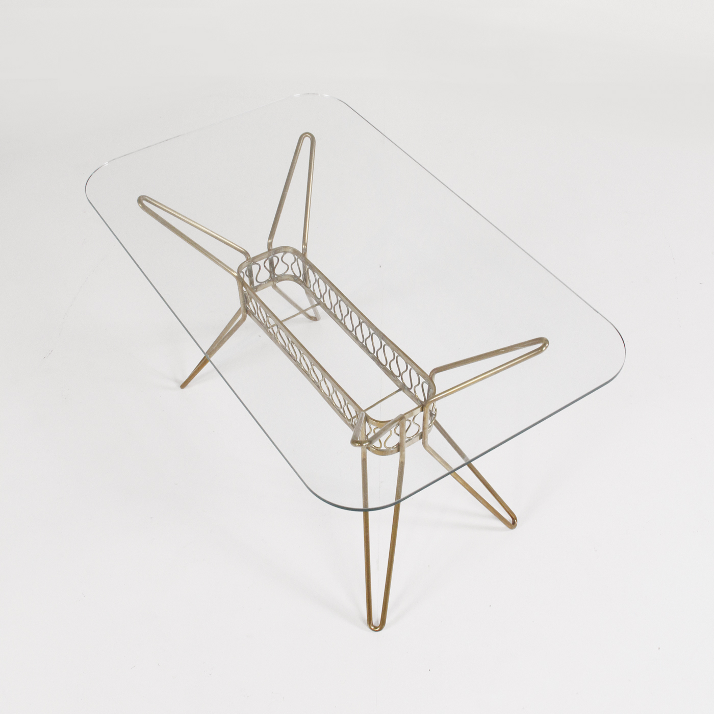 tavolino, coffee table, design, ottone, vetro, brass, mirror, 50s, mid century furniture, design