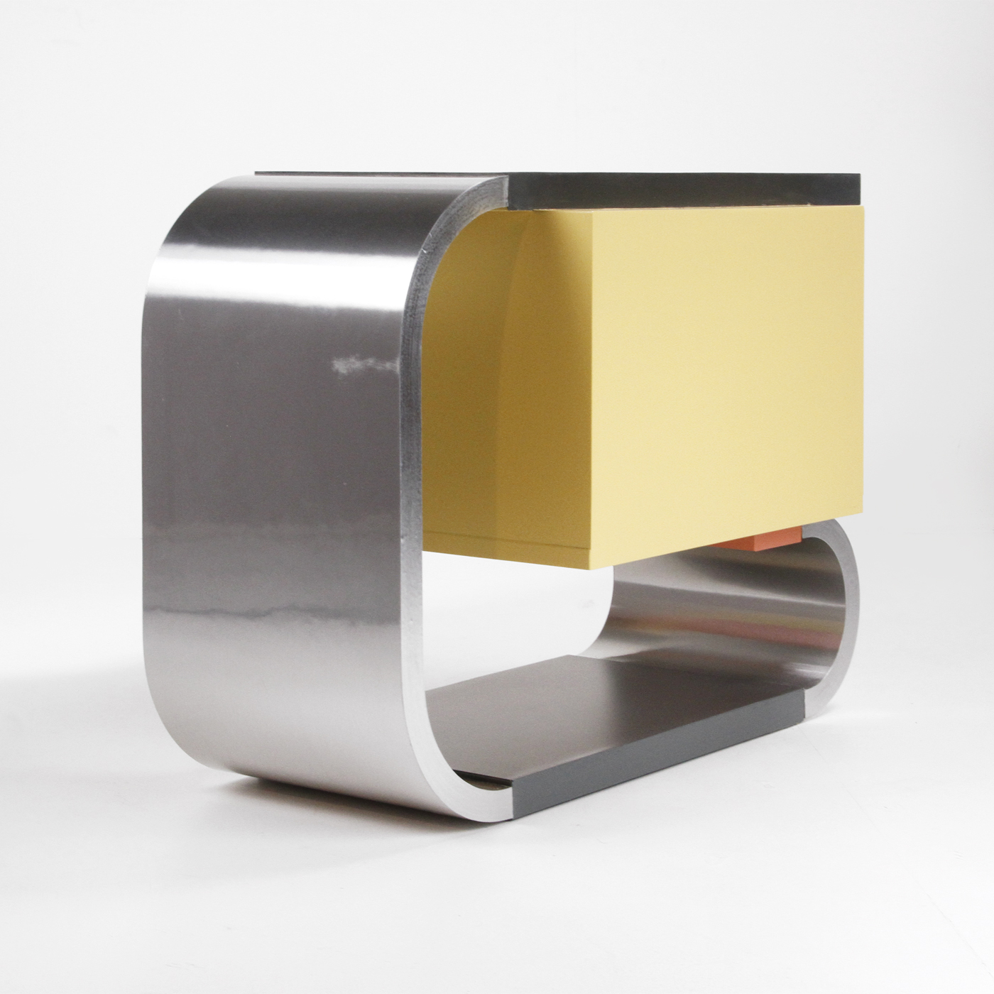 Comodino, bedside table, design, postmodern, metal, memphis, vintage, modernariato