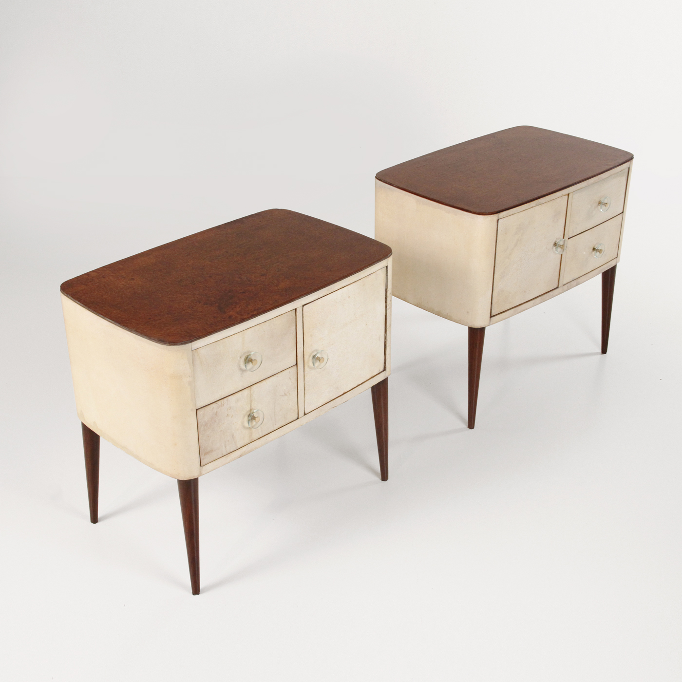 comodini - anni 50 - bedside table - pergamena - design - modernariato - vintage