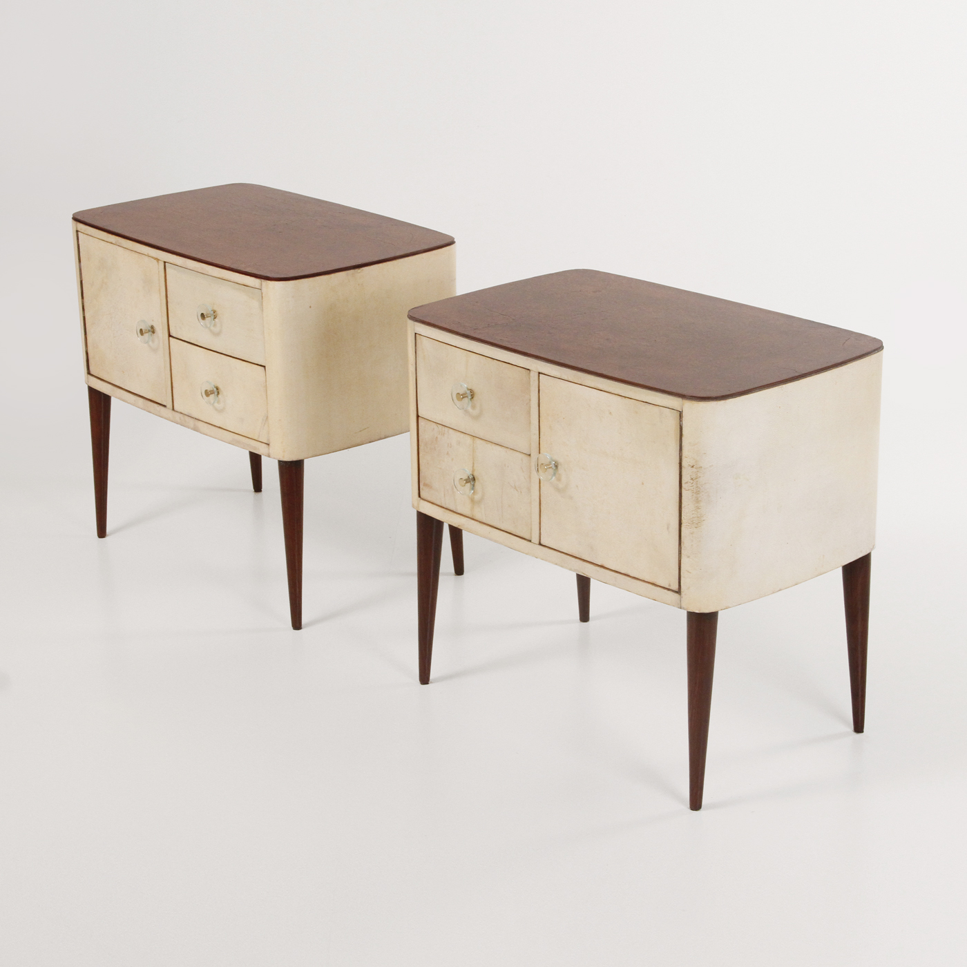 comodini - anni 50 - bedside table - pergamena - design - modernariato - vintage