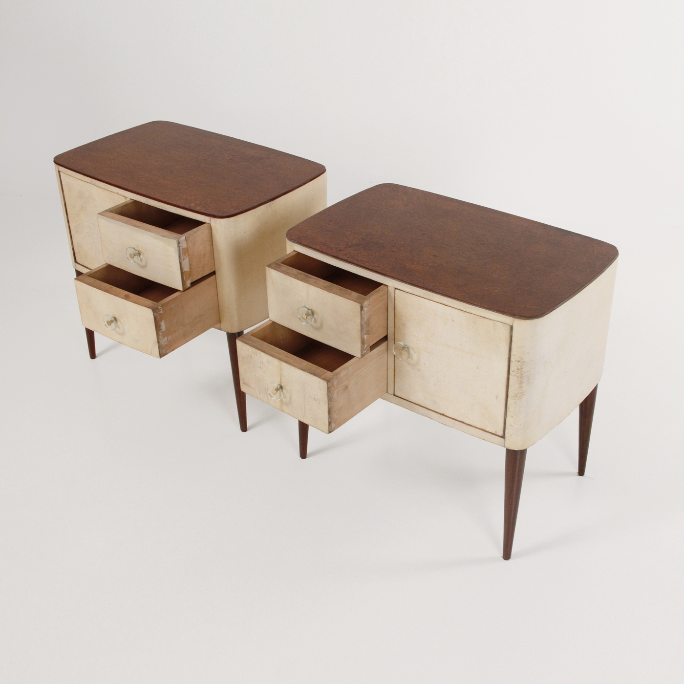 comodini - anni 50 - bedside table - pergamena - design - modernariato - vintage