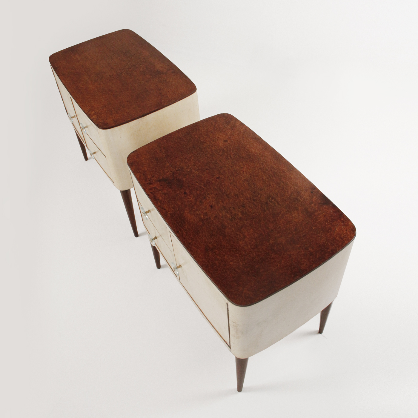 comodini - anni 50 - bedside table - pergamena - design - modernariato - vintage