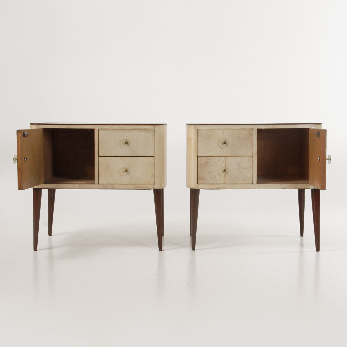 comodini - anni 50 - bedside table - pergamena - design - modernariato - vintage